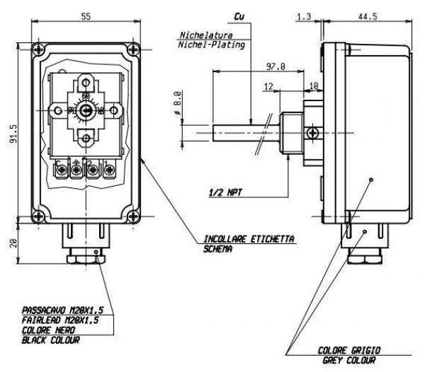 Gehäuse Tauchthermostat 0 bis 90° einstellbar