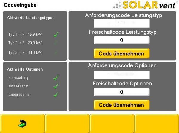 Freischaltung Heizleistung: 4,7 - 15,9 kW