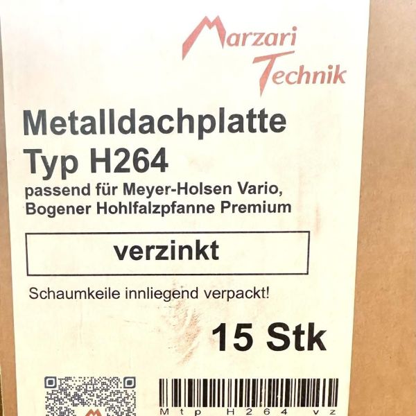 Marzari Metalldachplatte Typ H264, verzinkt NEU eingetroffen